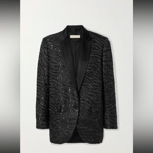 Michael Kors Satin and Sequin Zebra Blazer - Black Size 14
